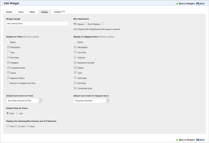Adding a Custom Learning Plan Widget