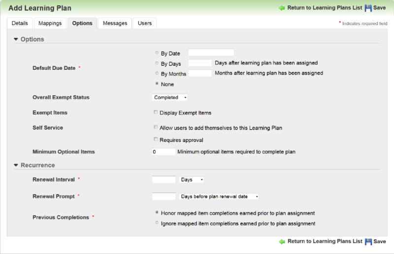 Adding a New Learning Plan