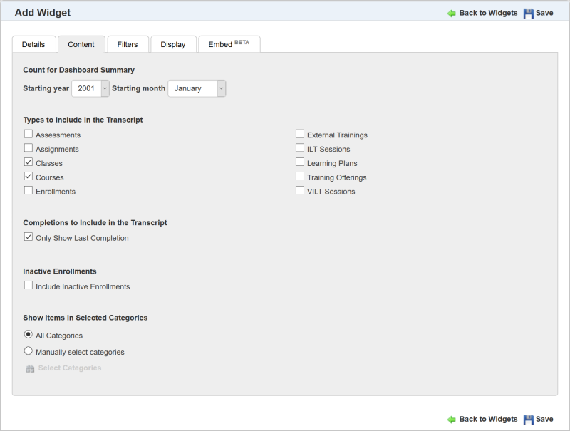 Adding a Custom Transcript Widget