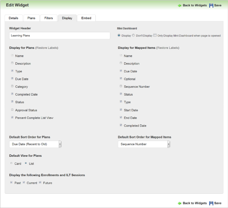 Adding a Custom Learning Plan Widget