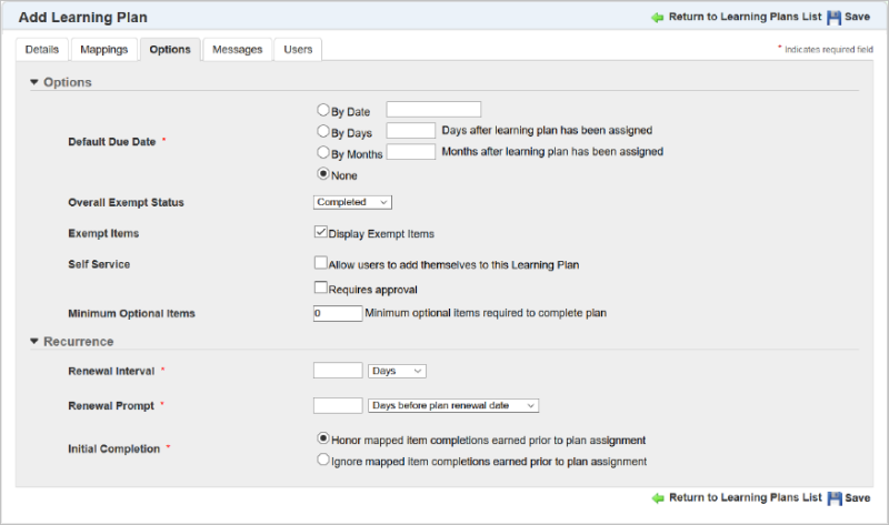 Adding a New Learning Plan