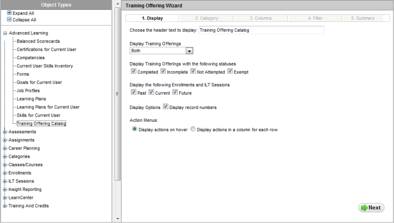 Software Training Object Training Offering Catalog Dynamic Object